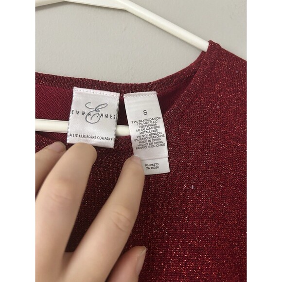 Emma James Beaded Sparkling Red Tank Silk Blend Blouse Size Small Holiday - Picture 8 of 9